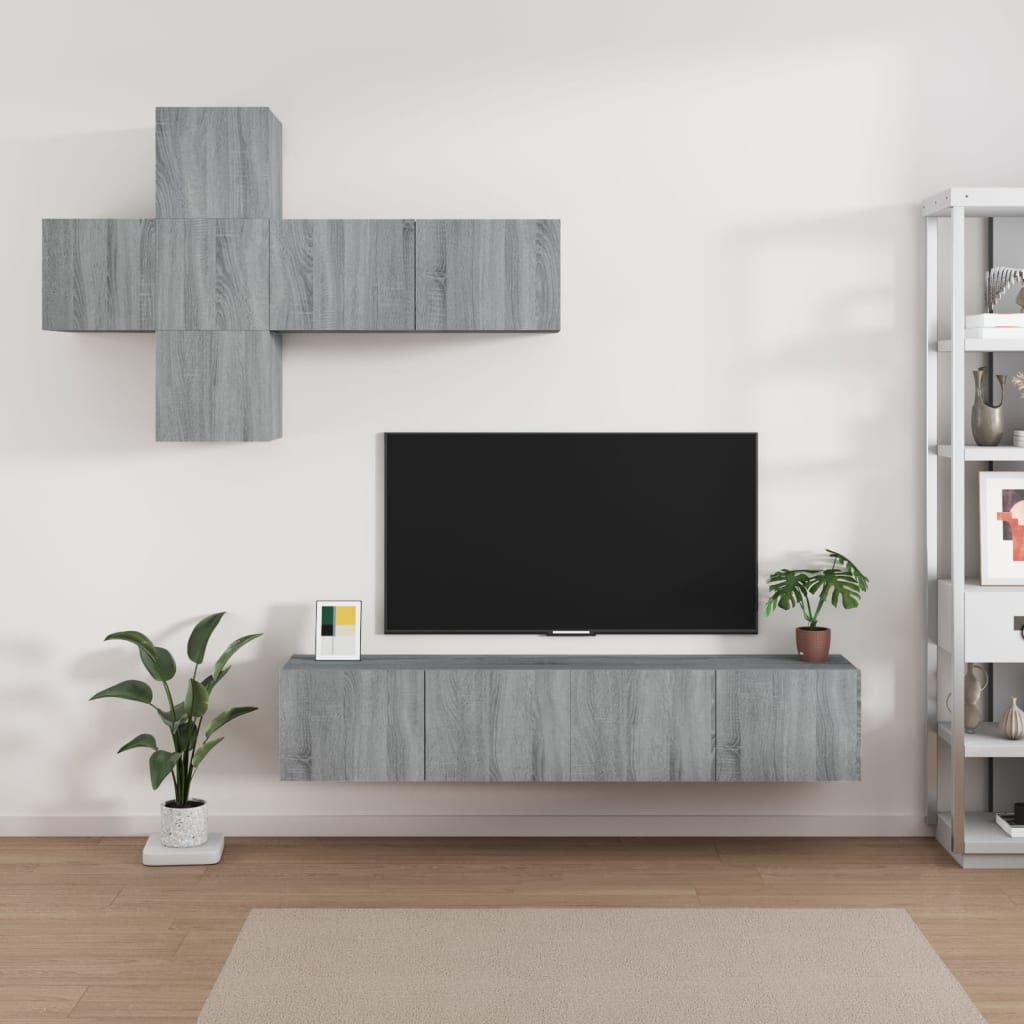 7 Piece Tv Cabinet Set Engineered Wood