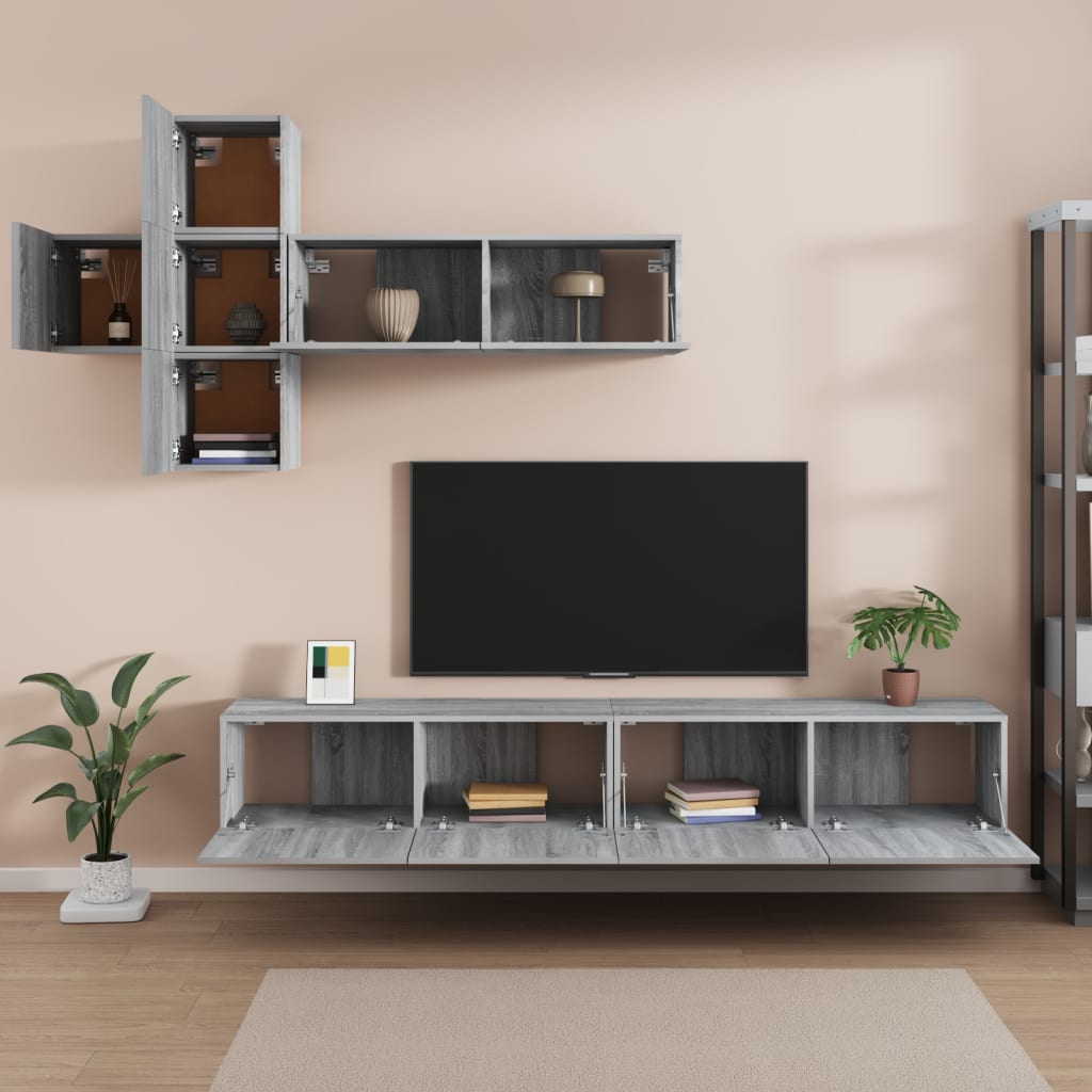 7 Piece Tv Cabinet Set Engineered Wood