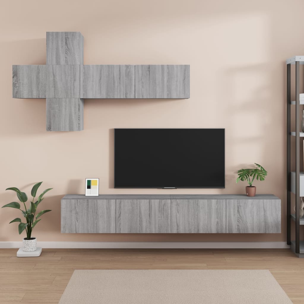 7 Piece Tv Cabinet Set Engineered Wood