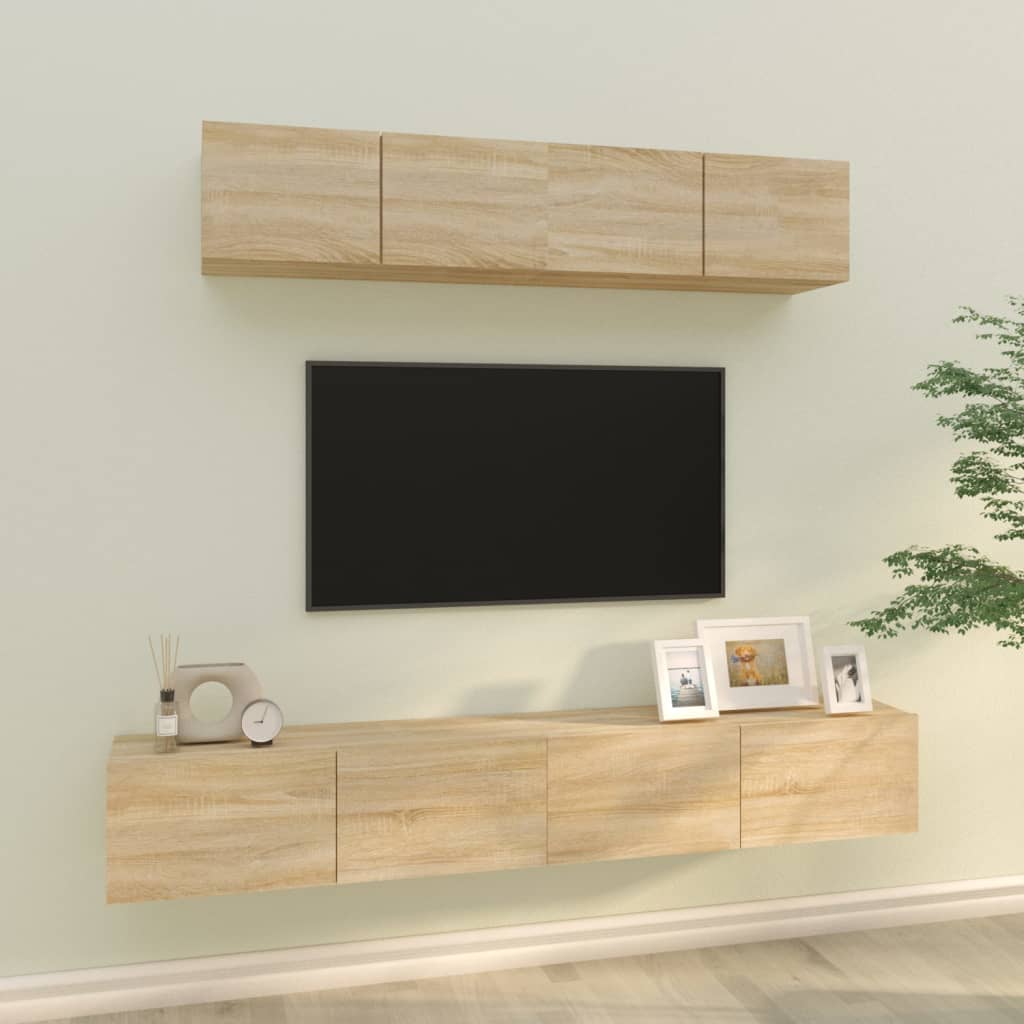 4 Piece Tv Cabinet Set Engineered Wood