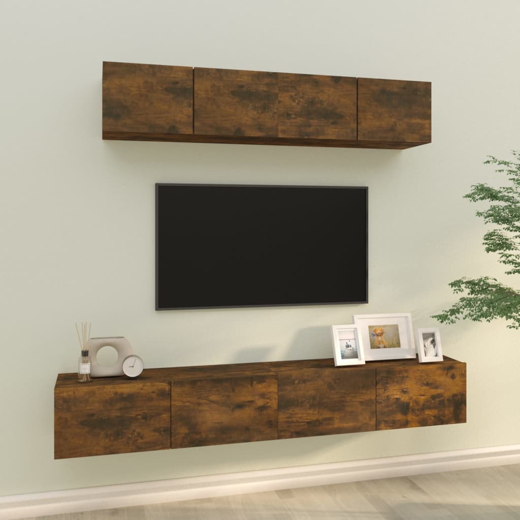 4 Piece Tv Cabinet Set Engineered Wood
