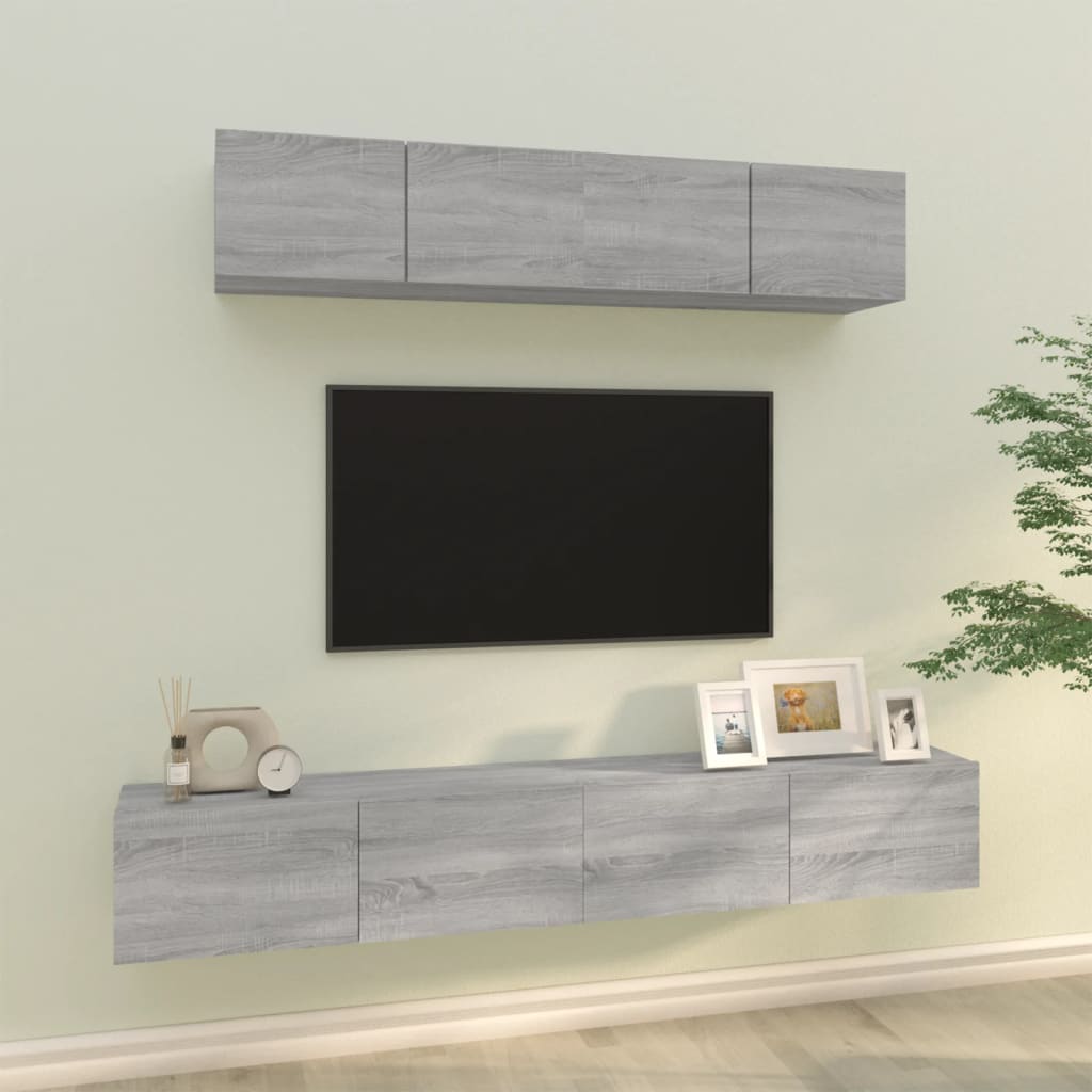 4 Piece Tv Cabinet Set Engineered Wood