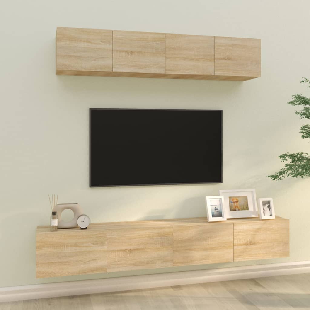4 Piece Tv Cabinet Set Engineered Wood