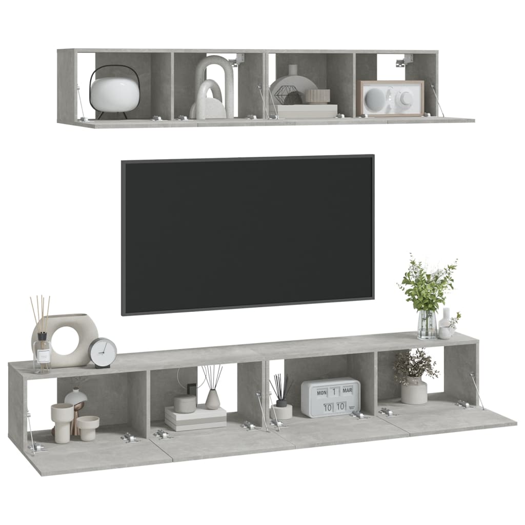 4 Piece Tv Cabinet Set Engineered Wood