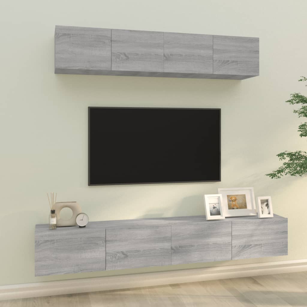 4 Piece Tv Cabinet Set Engineered Wood