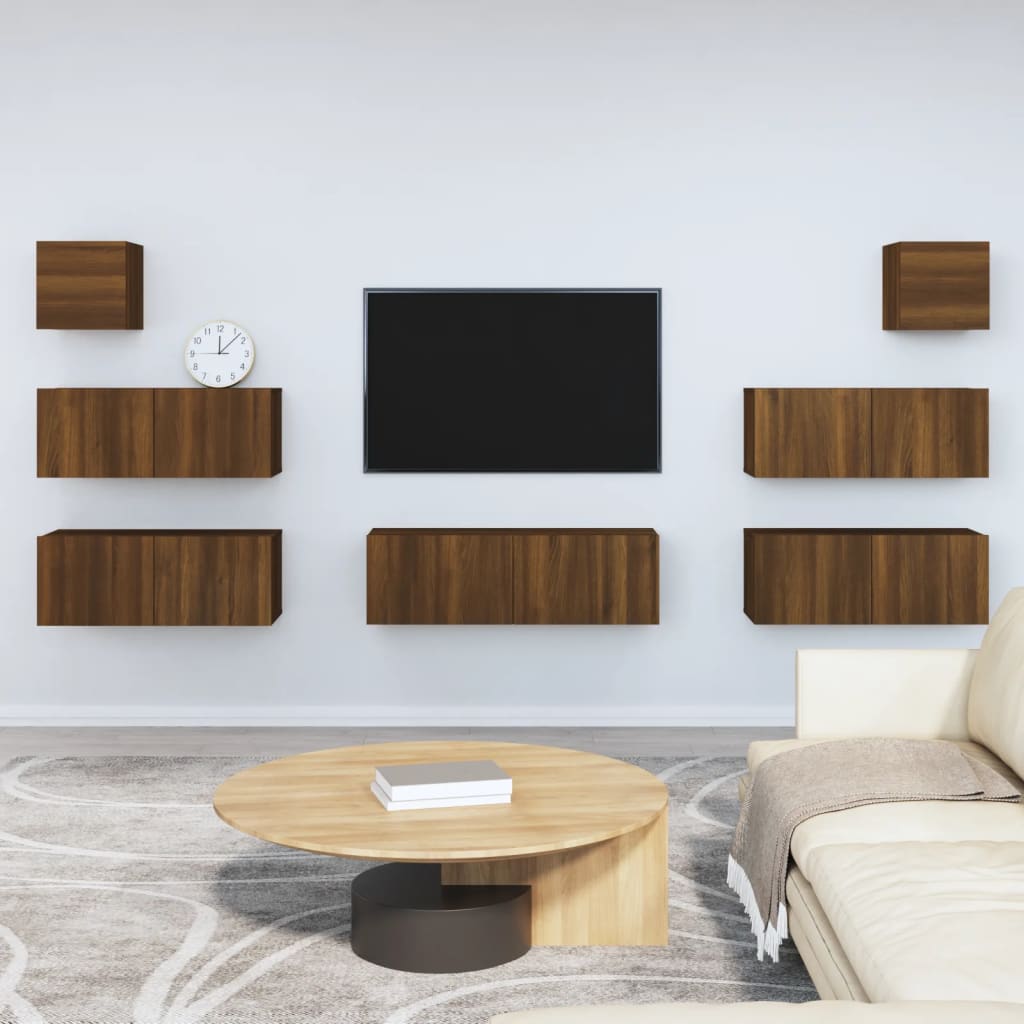 7 Piece Tv Cabinet Set Engineered Wood