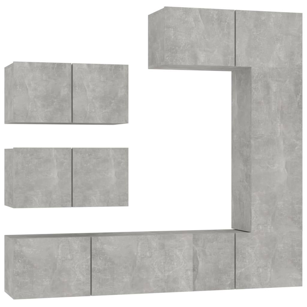 6 Piece Tv Cabinet Set Concrete Grey Engineered Wood