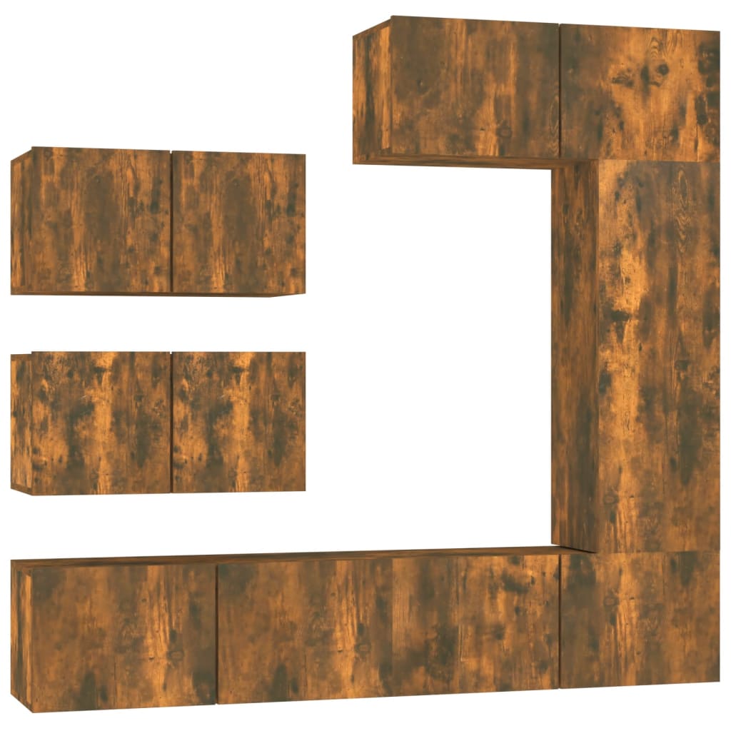 6 Piece Tv Cabinet Set Smoked Oak Engineered Wood