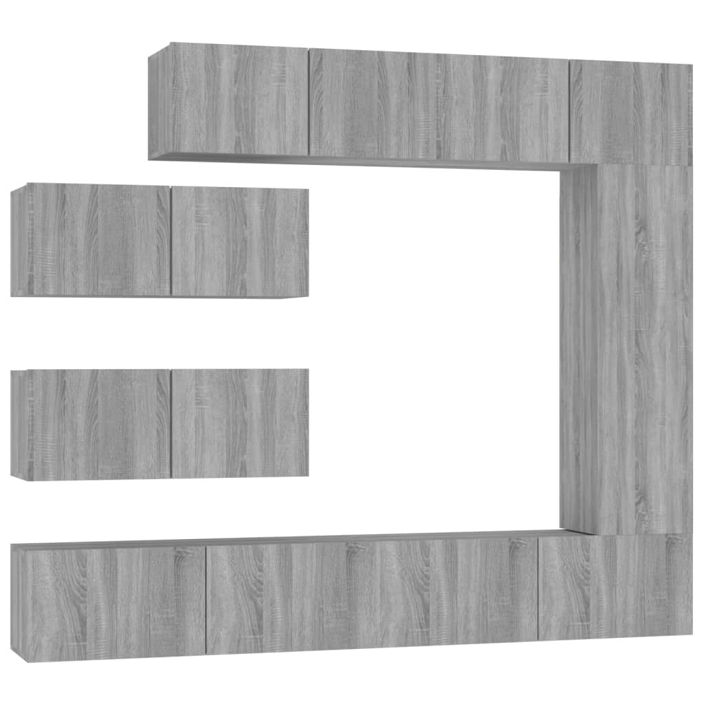 7 Piece Tv Cabinet Set Grey Sonoma Engineered Wood