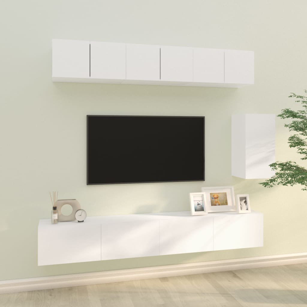 6 Piece Tv Cabinet Set Engineered Wood