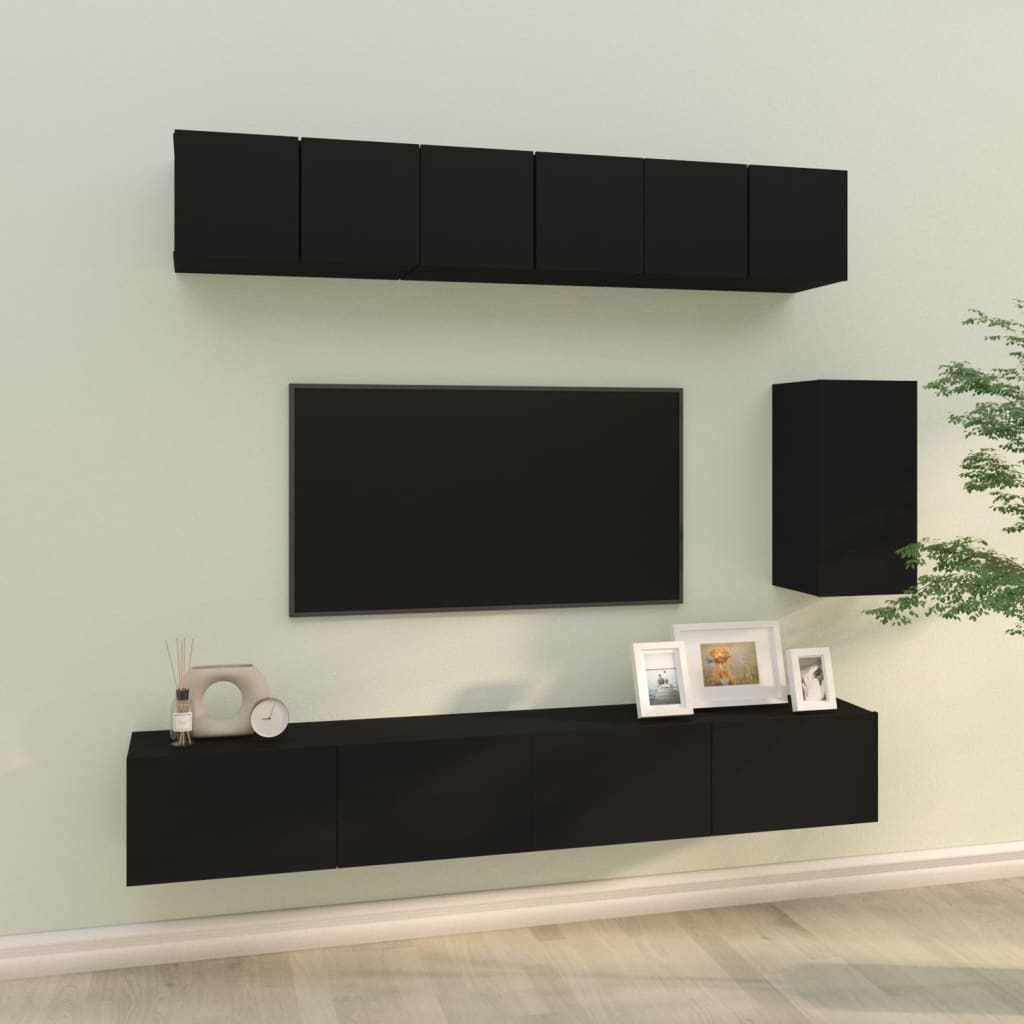 6 Piece Tv Cabinet Set Engineered Wood