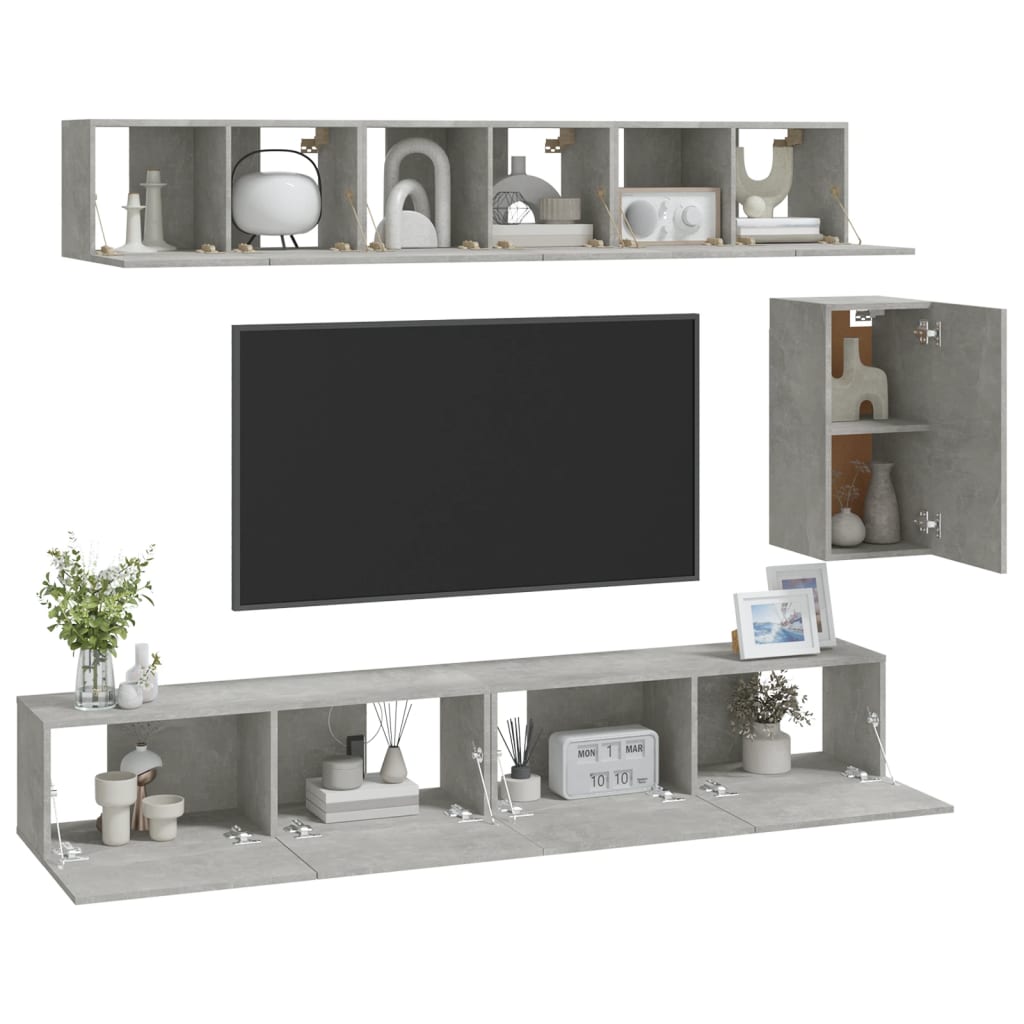 6 Piece Tv Cabinet Set Engineered Wood
