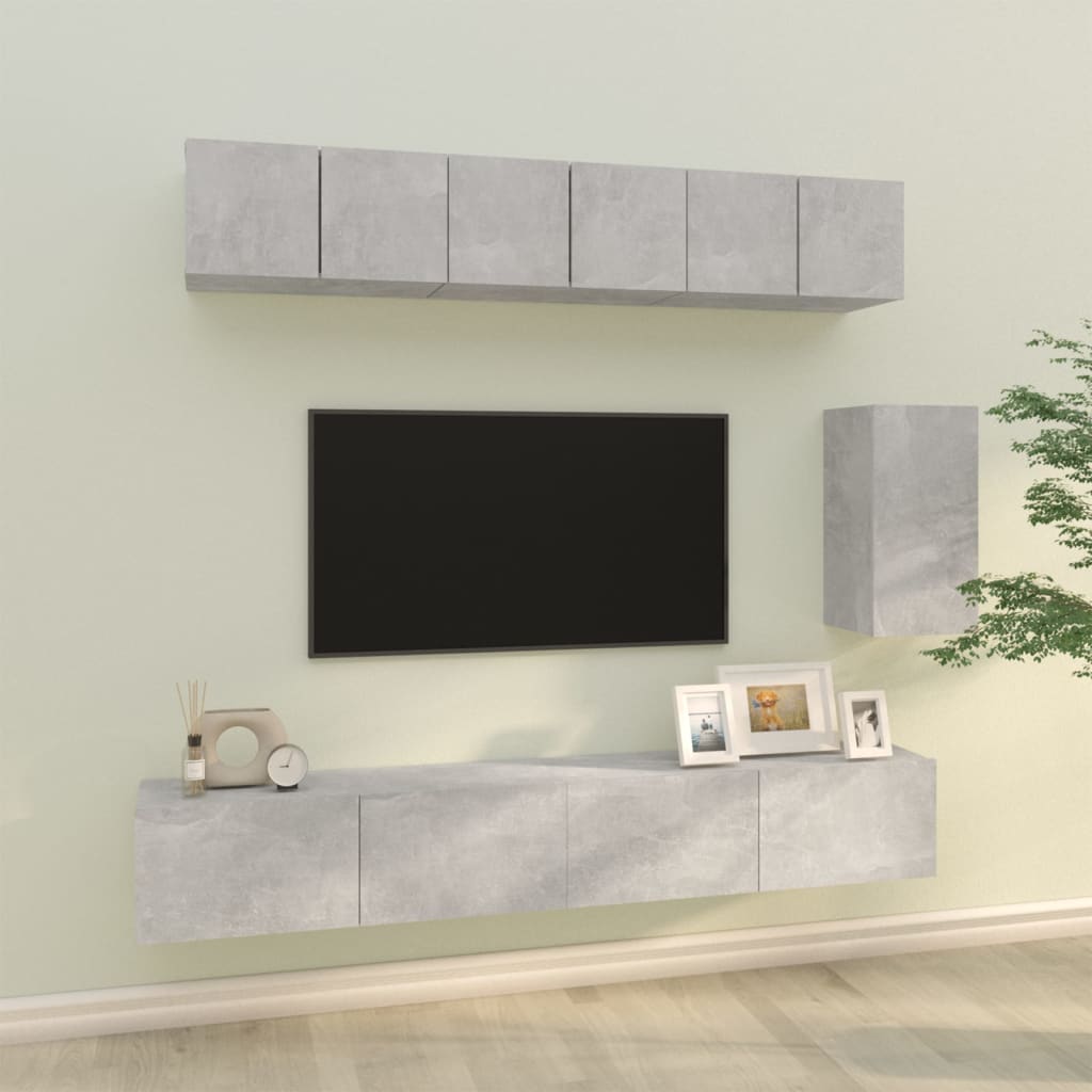 6 Piece Tv Cabinet Set Engineered Wood