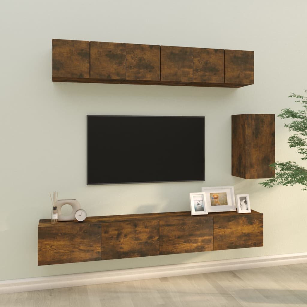 6 Piece Tv Cabinet Set Engineered Wood