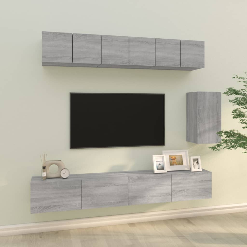 6 Piece Tv Cabinet Set Engineered Wood