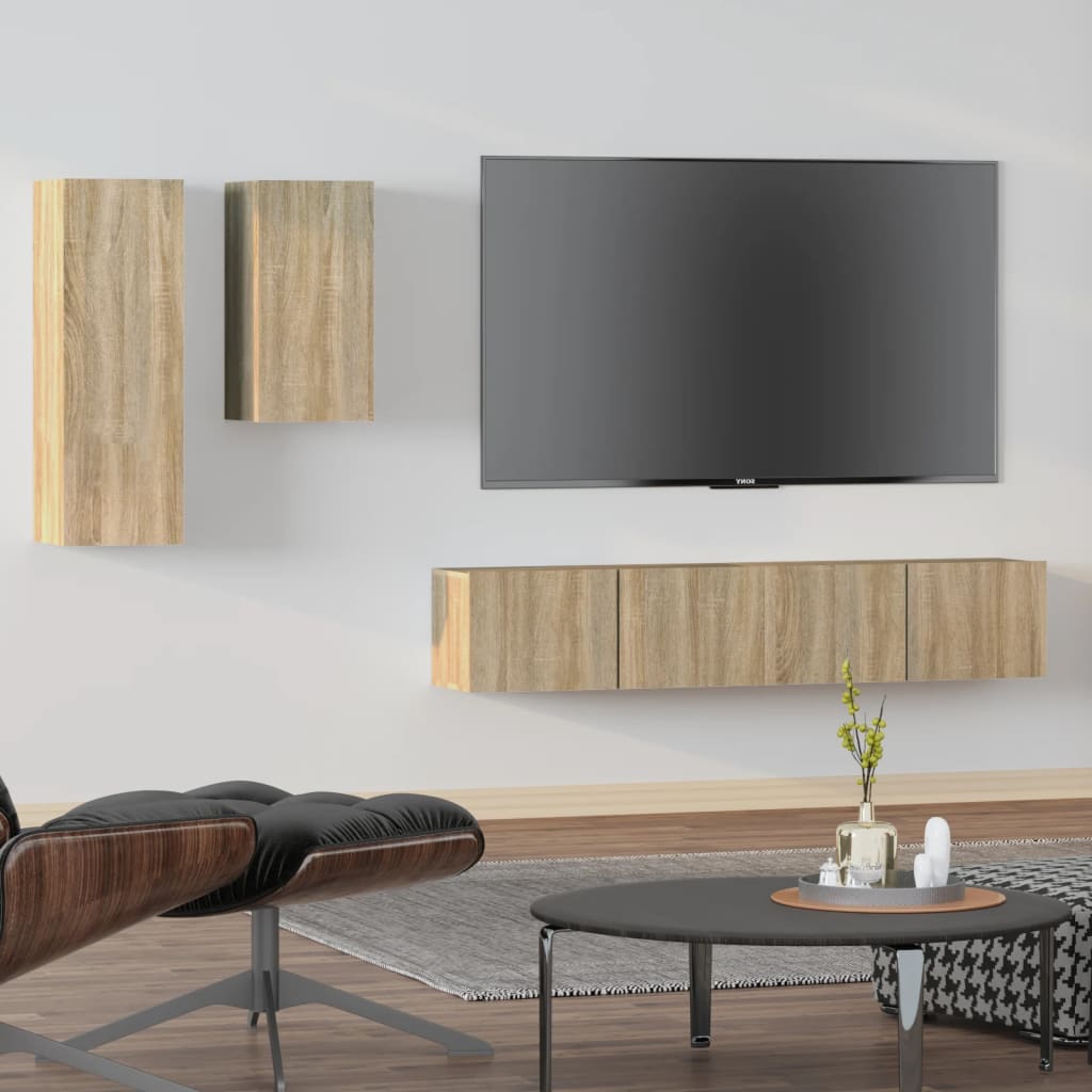 4 Piece Tv Cabinet Set Engineered Wood