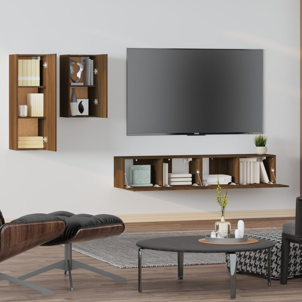 4 Piece Tv Cabinet Set Engineered Wood