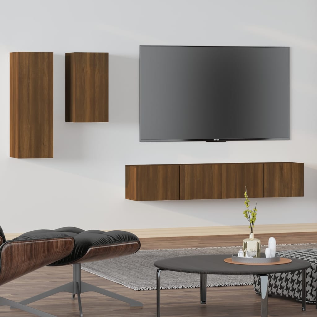 4 Piece Tv Cabinet Set Engineered Wood