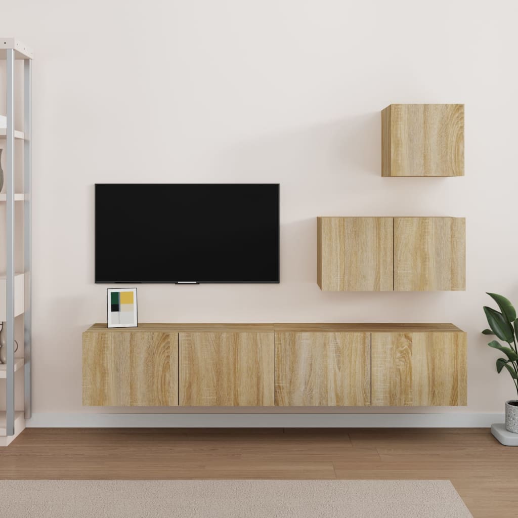 4 Piece Tv Cabinet Set Engineered Wood