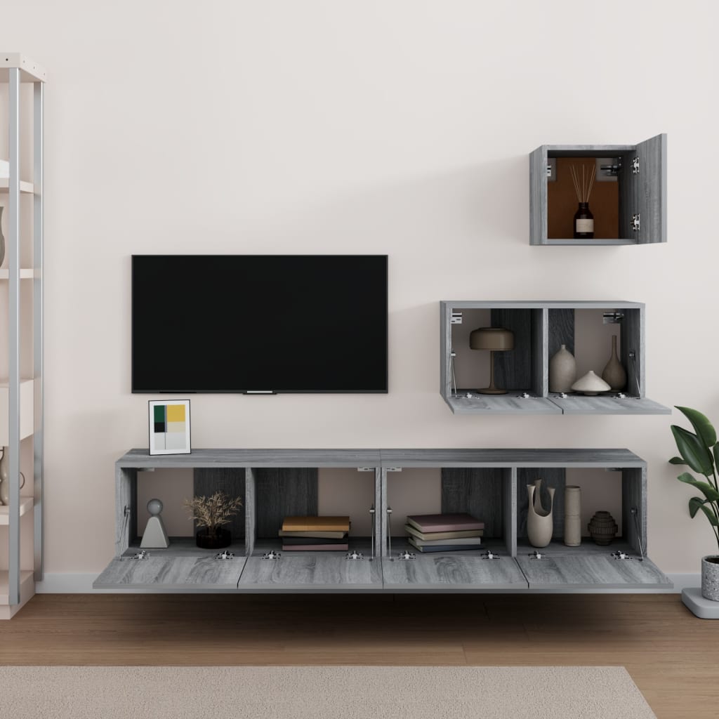 4 Piece Tv Cabinet Set Engineered Wood
