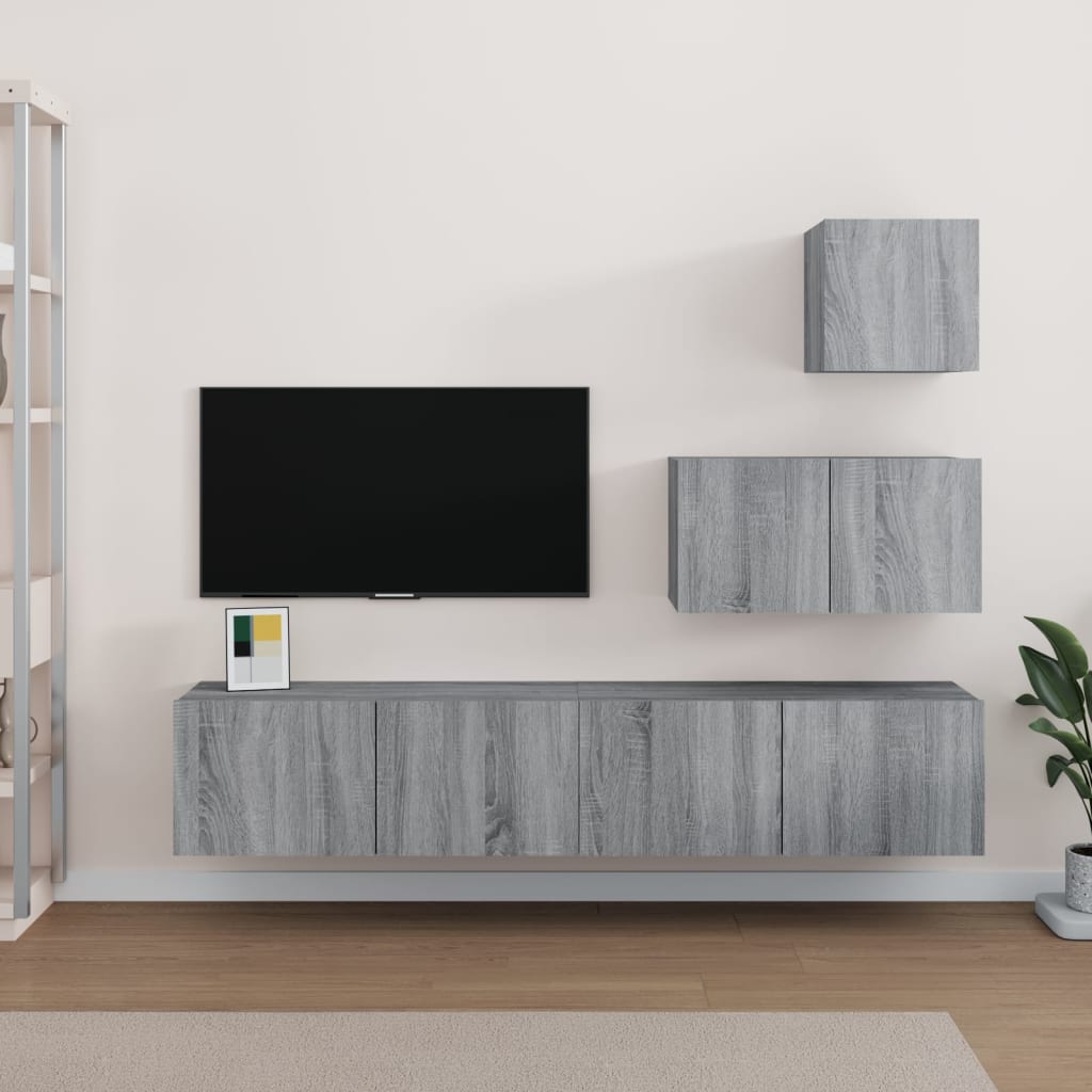 4 Piece Tv Cabinet Set Engineered Wood