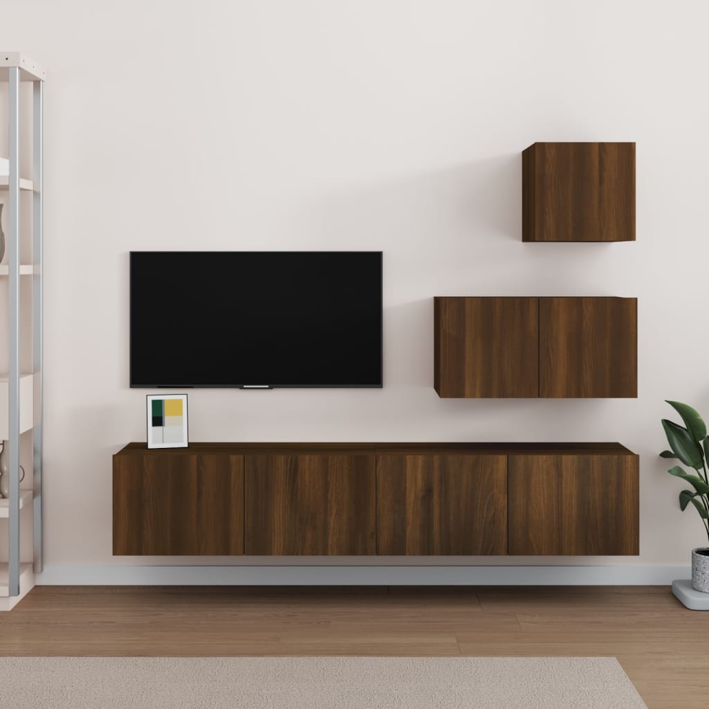 4 Piece Tv Cabinet Set Engineered Wood