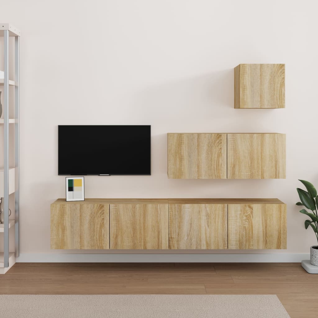 4 Piece Tv Cabinet Set Engineered Wood