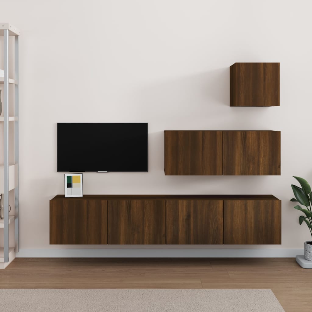 4 Piece Tv Cabinet Set Engineered Wood