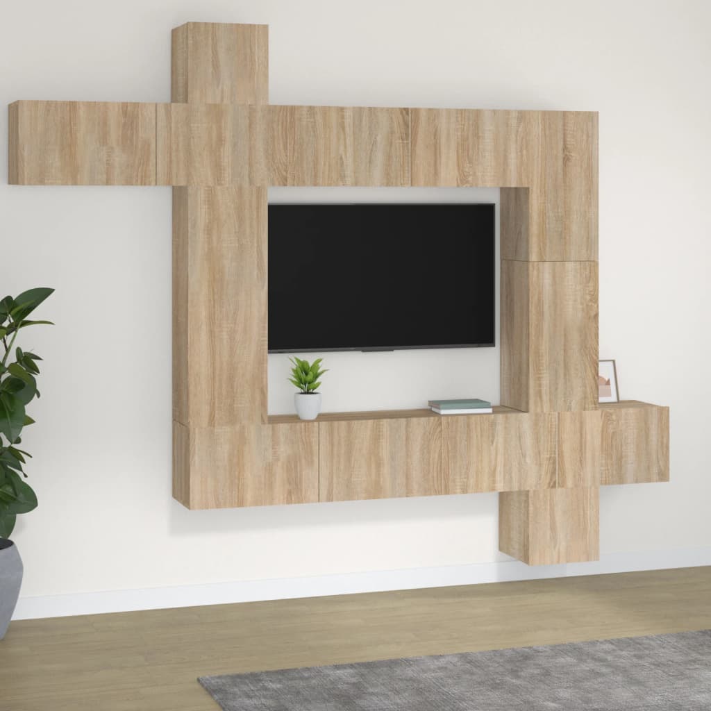 9 Piece Tv Cabinet Set Engineered Wood