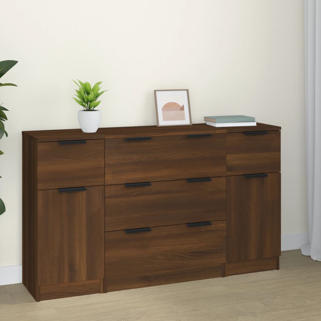 3 Piece Sideboard Set Engineered Wood
