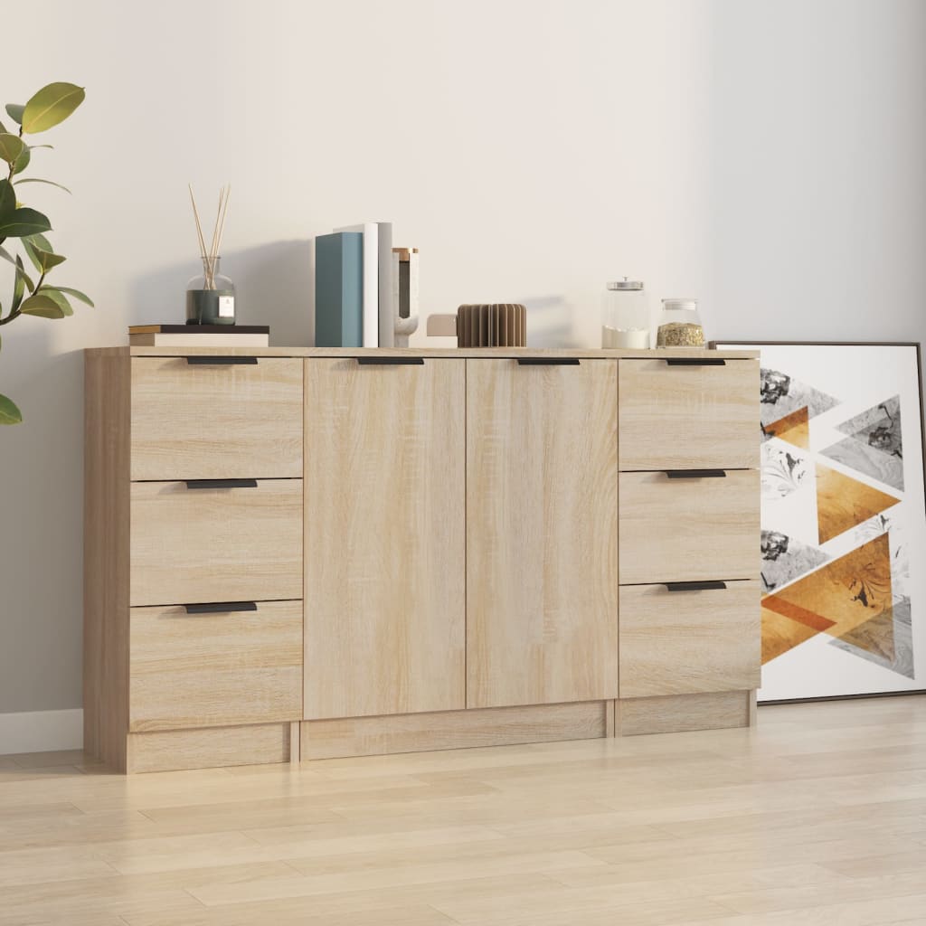 Sideboards 3 Pcs Engineered Wood