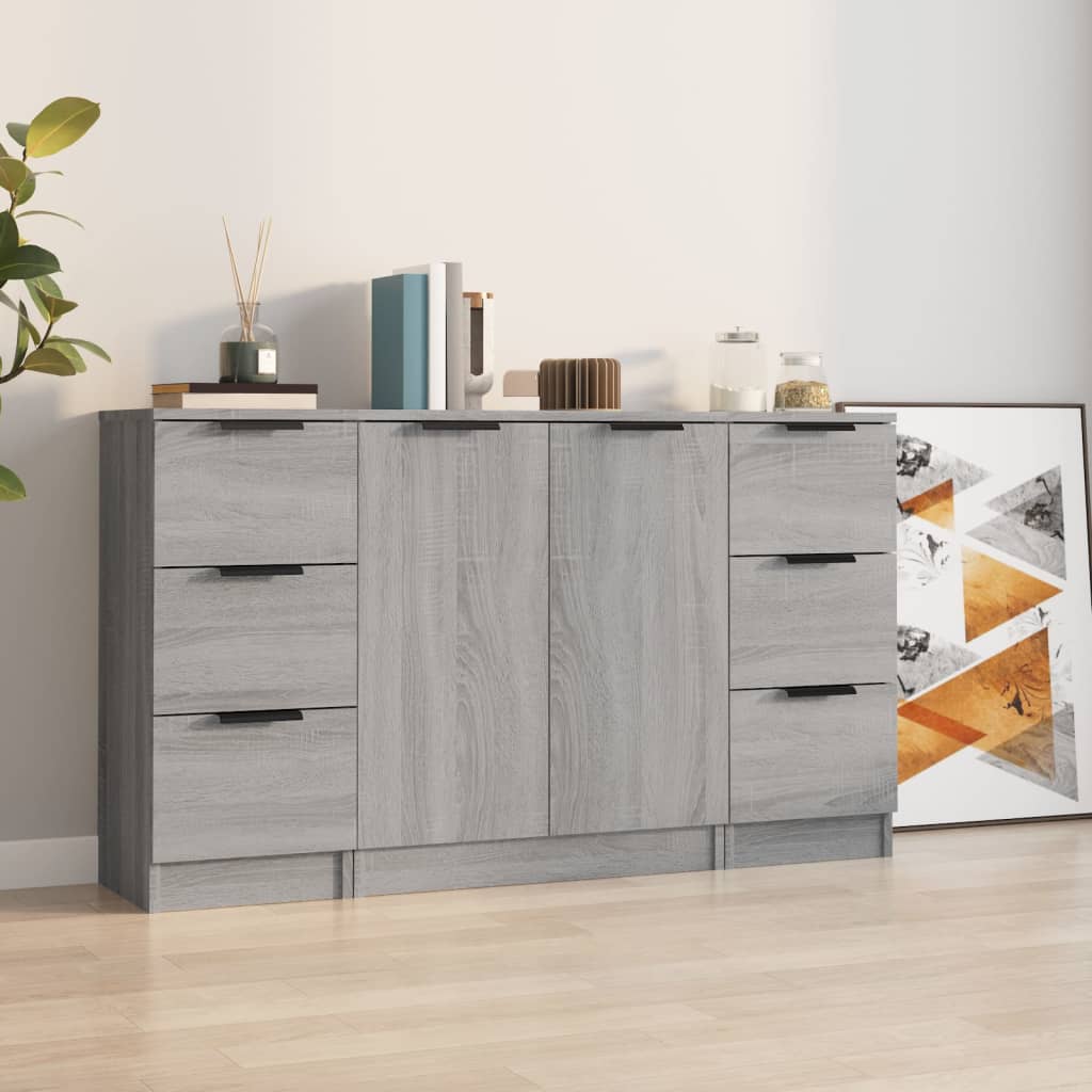 Sideboards 3 Pcs Engineered Wood