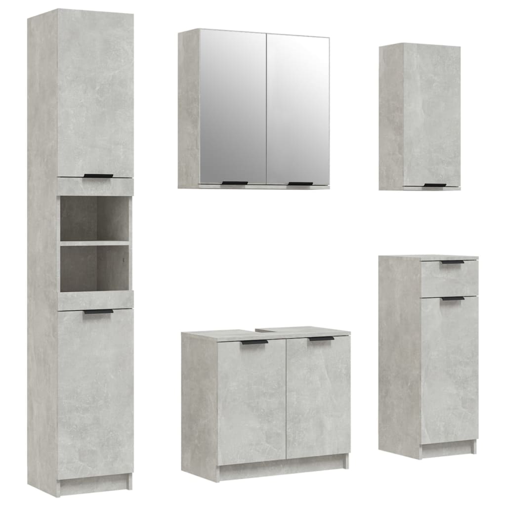5 Piece Bathroom Cabinet Set Engineered Wood