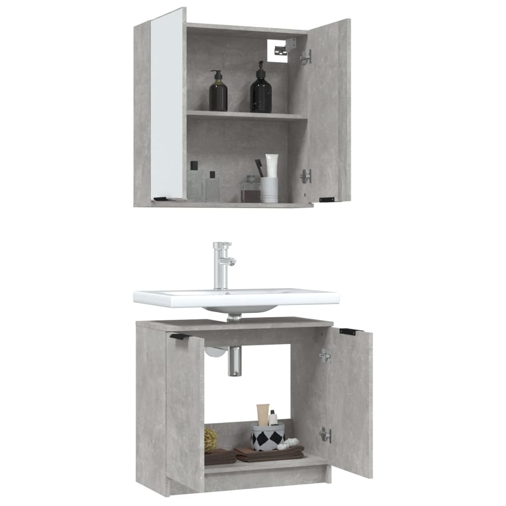 2 Piece Bathroom Cabinet Set Engineered Wood