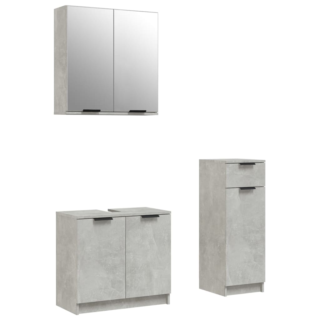 3 Piece Bathroom Cabinet Set Engineered Wood