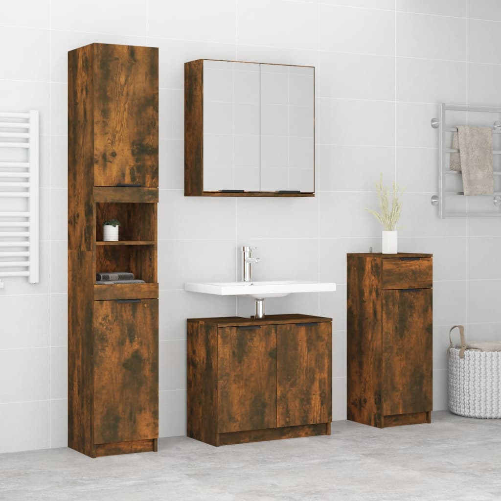4 Piece Bathroom Cabinet Set Engineered Wood