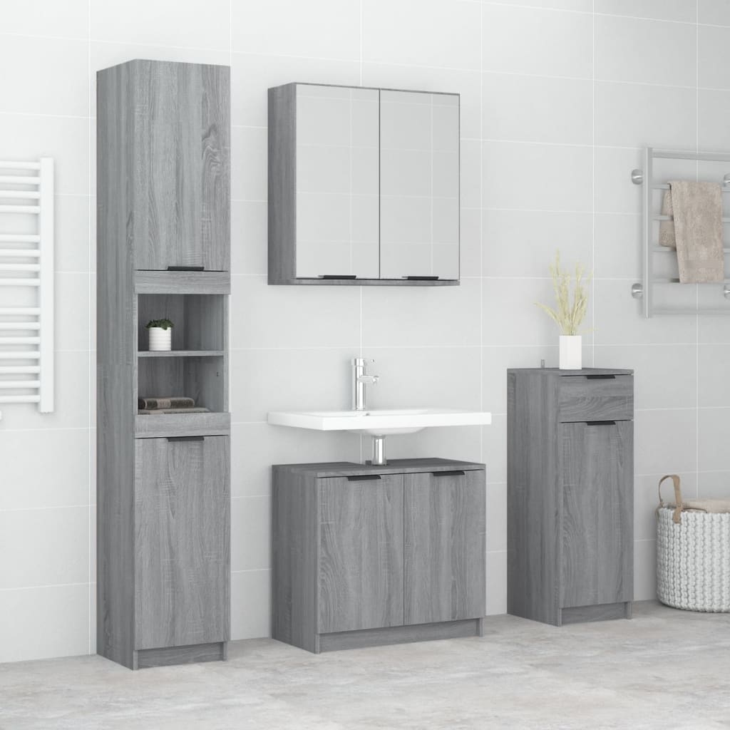 4 Piece Bathroom Cabinet Set Engineered Wood