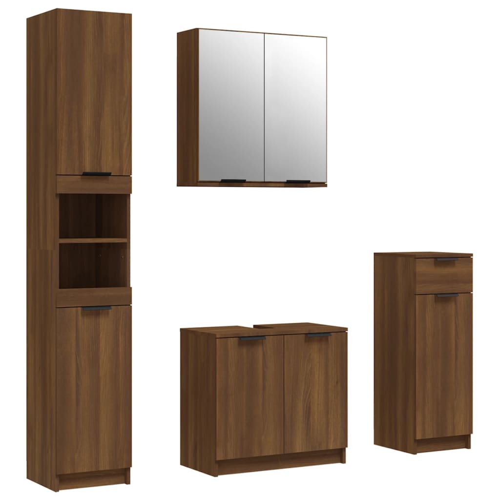 4 Piece Bathroom Cabinet Set Engineered Wood