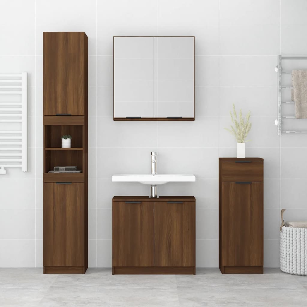 4 Piece Bathroom Cabinet Set Engineered Wood