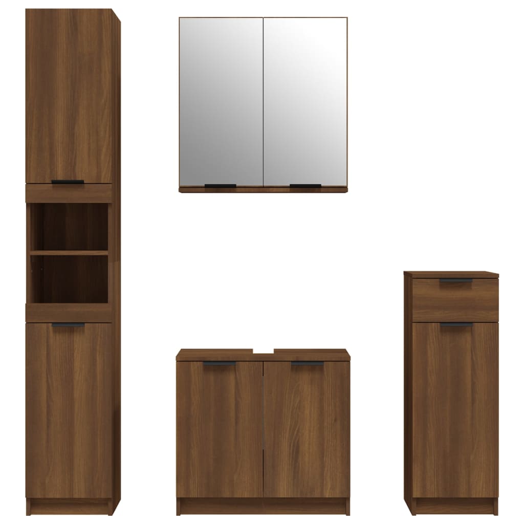 4 Piece Bathroom Cabinet Set Engineered Wood