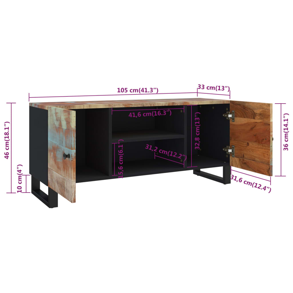 Tv Cabinet 105X33X46Cm Solid Wood Reclaimed