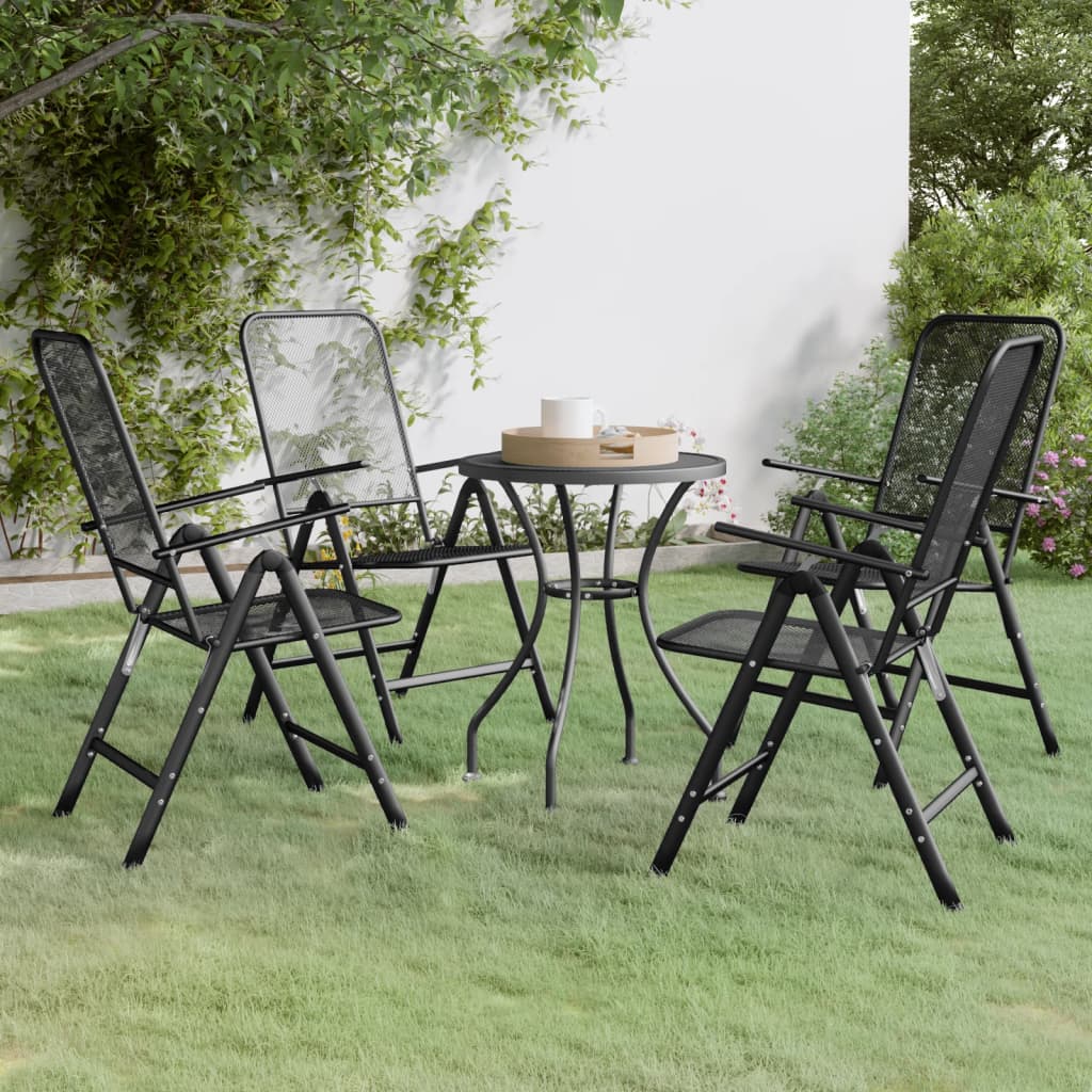 3 Piece Garden Dining Set Expanded Metal Mesh Anthracite