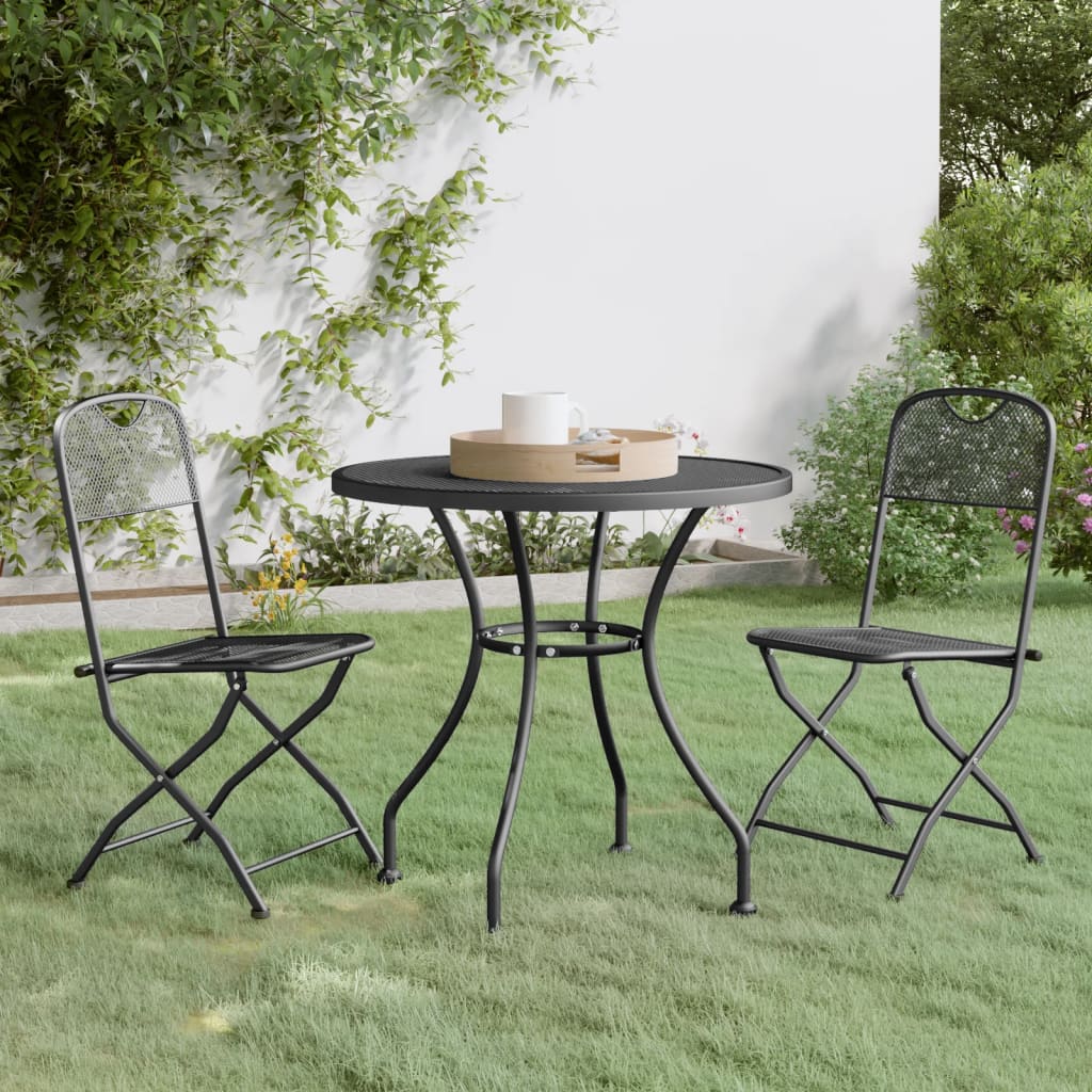 5 Piece Garden Dining Set Expanded Metal Mesh Anthracite