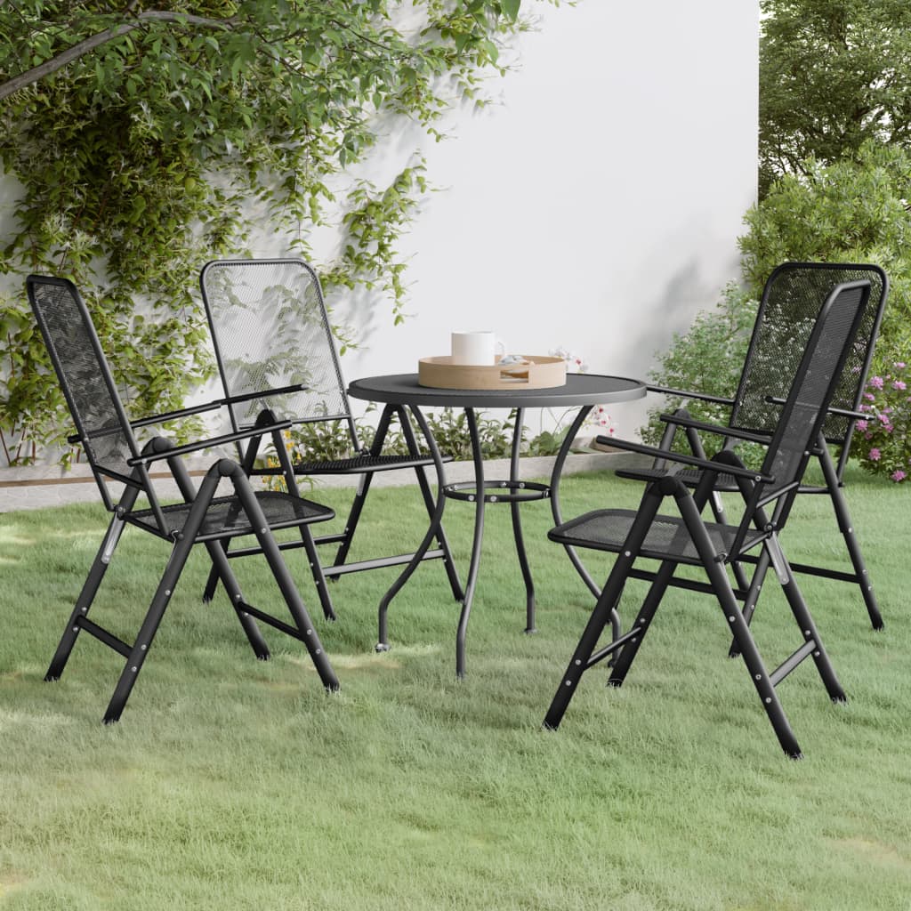 3 Piece Garden Dining Set Expanded Metal Mesh Anthracite