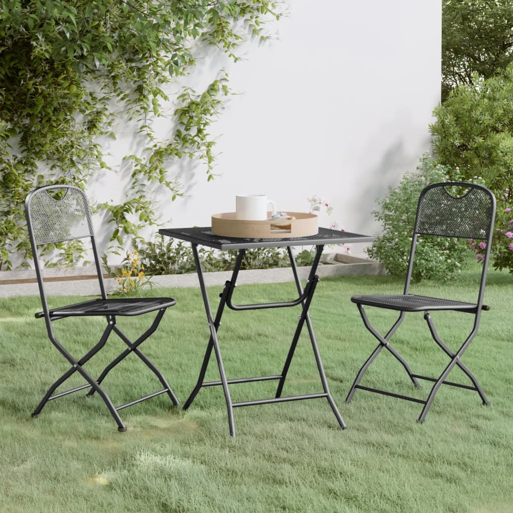 5 Piece Garden Dining Set Expanded Metal Mesh Anthracite