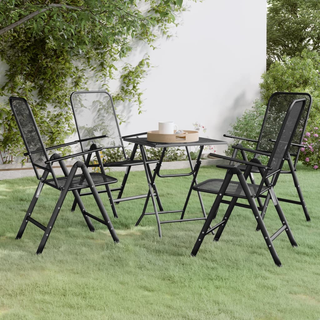 3 Piece Garden Dining Set Expanded Metal Mesh Anthracite