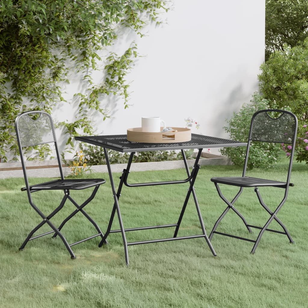 5 Piece Garden Dining Set Expanded Metal Mesh Anthracite