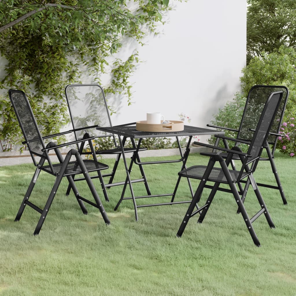 3 Piece Garden Dining Set Expanded Metal Mesh Anthracite