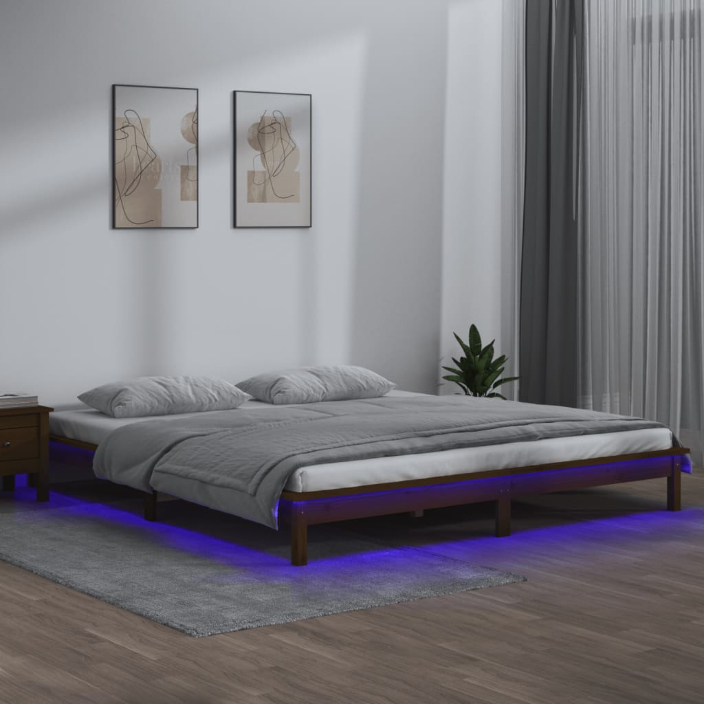 Led Bed Frame Without Mattress Solid Wood