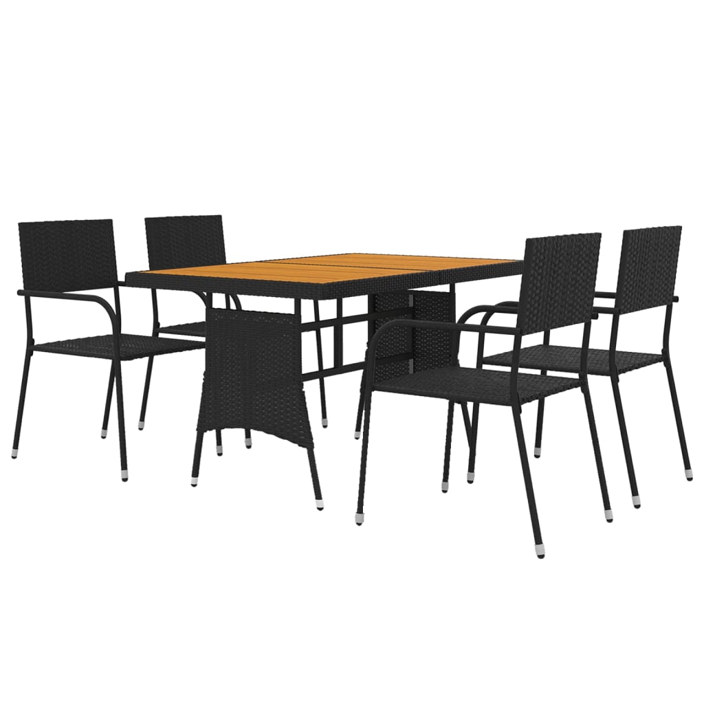 5 Piece Outdoor Dining Set Poly Rattan